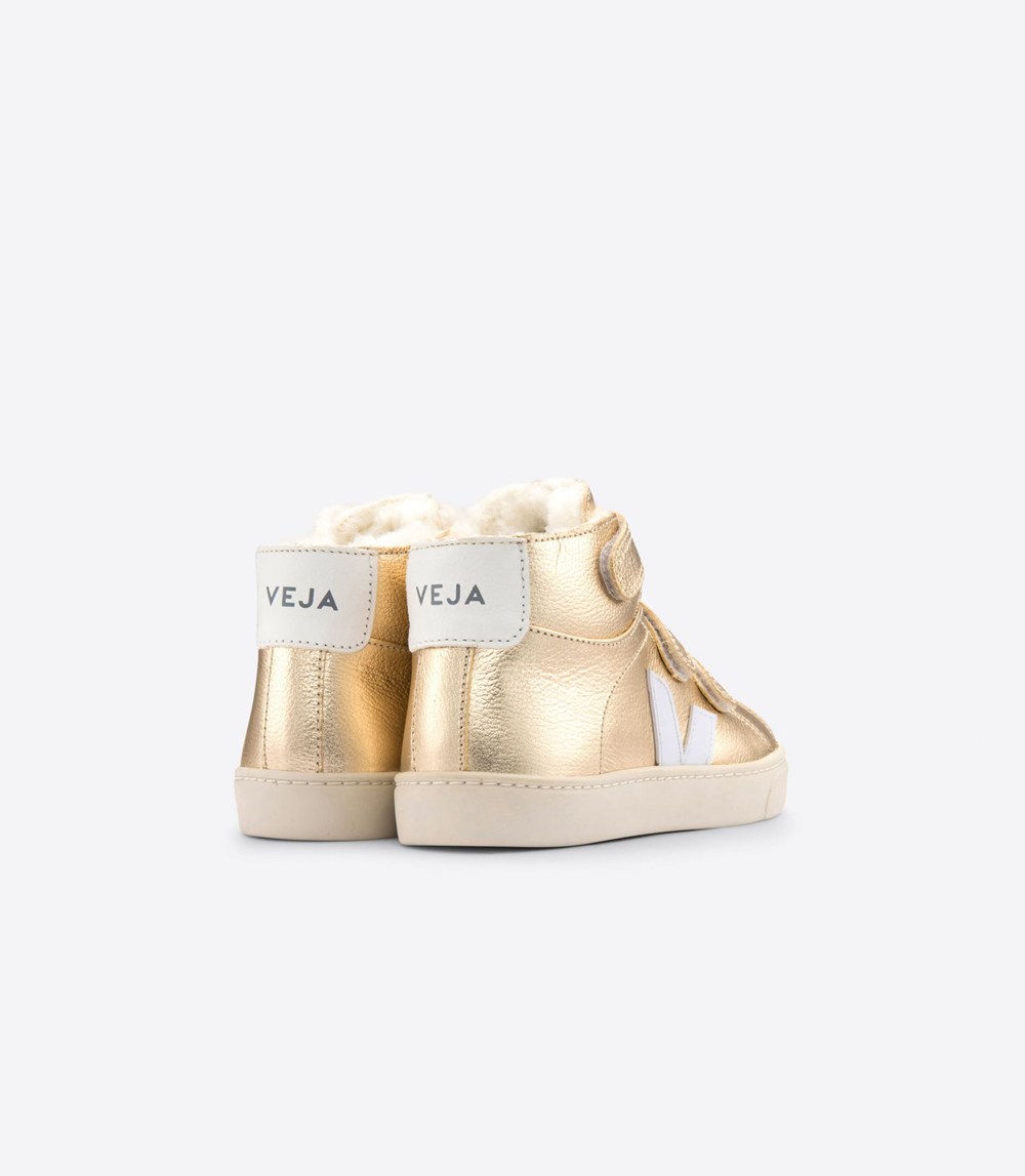 Veja Sneakers Kids - Esplar Mid Leather - Gold/White - 0419RFMOC